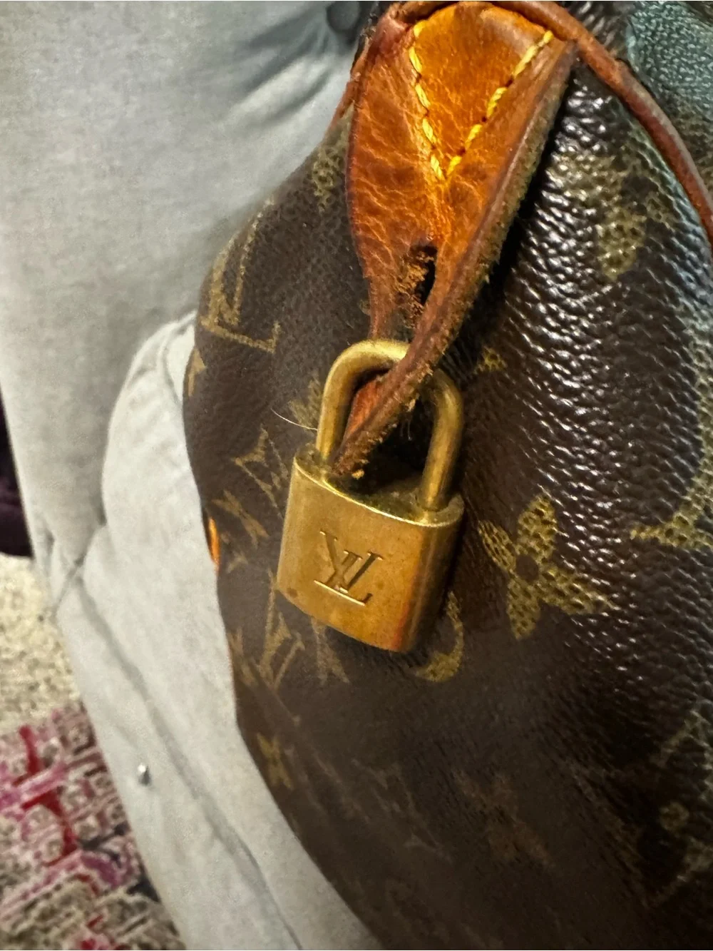 Vintage Louis Vuitton Brown Monogram Satchel with Tan Trim - Picture 2 of 13